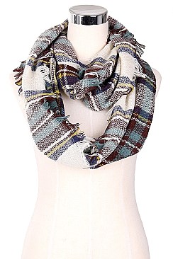 Pack of 12 Classic Plaid Pattern Infinity Scarves