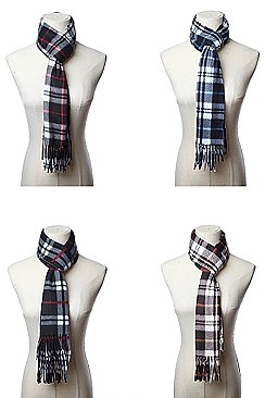 PACK OF 12 STYLISH ASSORTED COLOR PLAID SCARVES