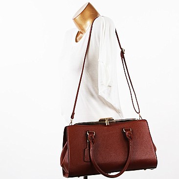 DESIGNER METAL FRAME AND CLASP CLOSURE BAG