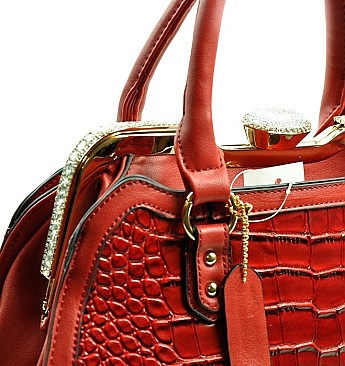 Jewel Top Rhinestone Croc Patent TOP QUALITY Satchel