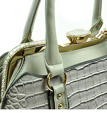 Jewel Top Rhinestone Croc Patent TOP QUALITY Satchel