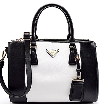 SS1117-LP Alyssa Triangular Logo 3 Compartment Satchel