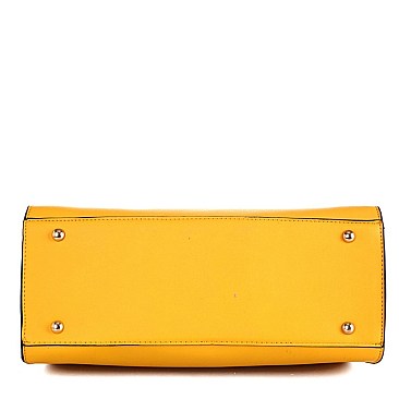 STRUCTURED PADLOCK ACCENT SATCHEL SET