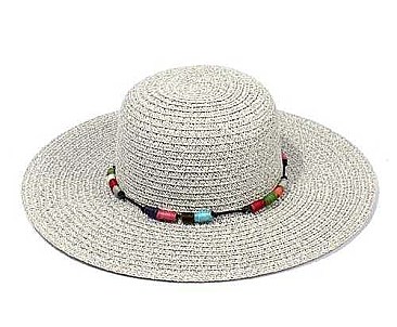 Colored Tie on Wide Brim Straw Hat