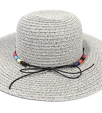 Colored Tie on Wide Brim Straw Hat