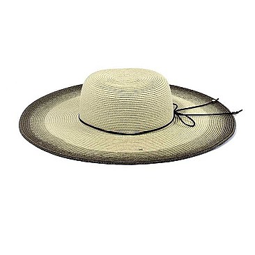 TRI-TONE WIDE BRIM STRAW HAT