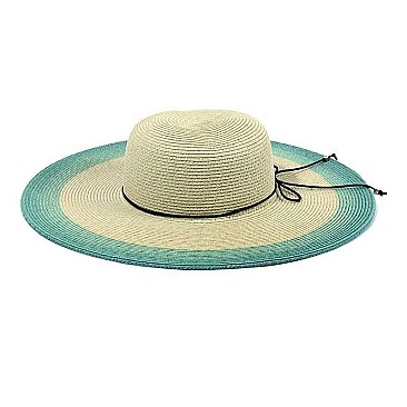 TRI-TONE WIDE BRIM STRAW HAT