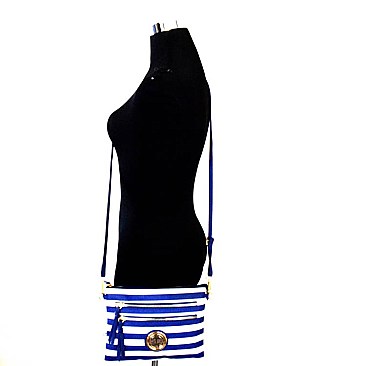 Stripe Print Multi Zipper Messenger