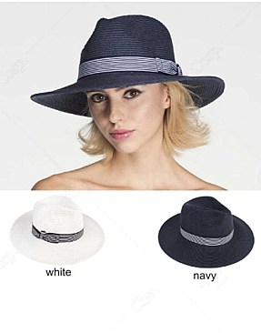 Brim Hat with Striped Band