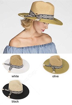 2Tone Aztec Band Panama Straw Hat