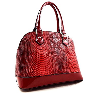 Clutch-top TRIPLE Compartment Snake Print Satchel