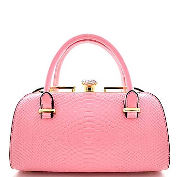 Ravishing Jewel-top Petite Striped Satchel/Messenger Bag