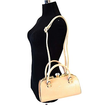 Ravishing Jewel-top Petite Striped Satchel/Messenger Bag