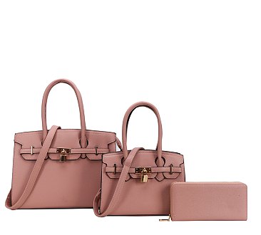 3-IN-1 Pad Lock Stachel Bags With Wallet
