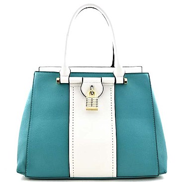 Modish Padlock Accent Dual Color Satchel