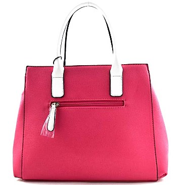 Modish Padlock Accent Dual Color Satchel