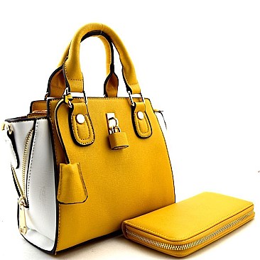 2 Tone Padlock Small Wing Satchel WITH WALLET