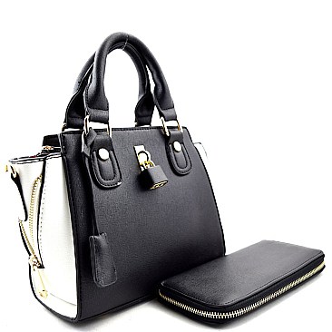 2 Tone Padlock Small Wing Satchel WITH WALLET