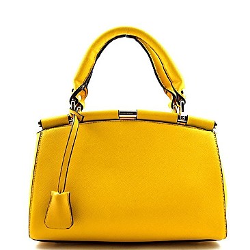 Accented Small Saffiano Satchel Mini Bag