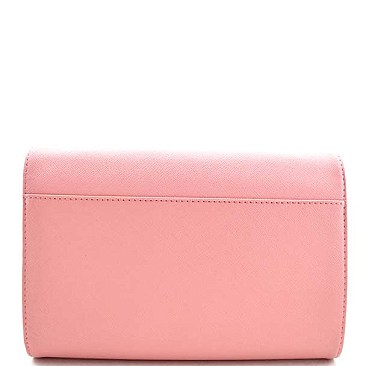 Unique Push Lock Dual Compartment Envelope Shape Clutch