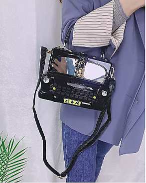 Retro Car Shaped Pad-Lock Crossbody Bag