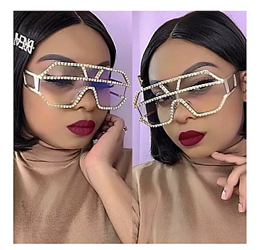 Pack of 12 Geometric Shape Rhinestone Sunglasses