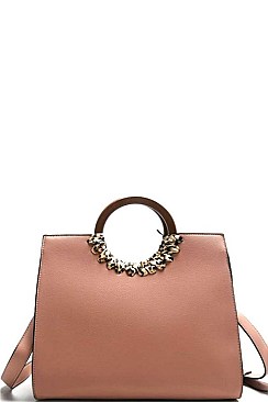 BANGLE HANDLE TOTE BAG WITH LONG STRAP