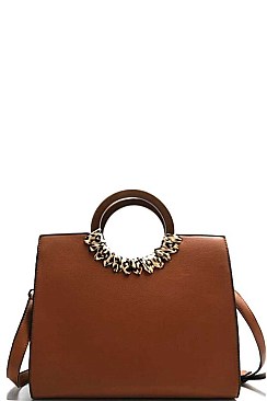 BANGLE HANDLE TOTE BAG WITH LONG STRAP