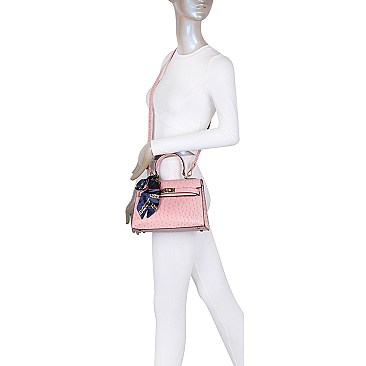 Ostrich Scarfed Top Handle 2-in-1 Satchel