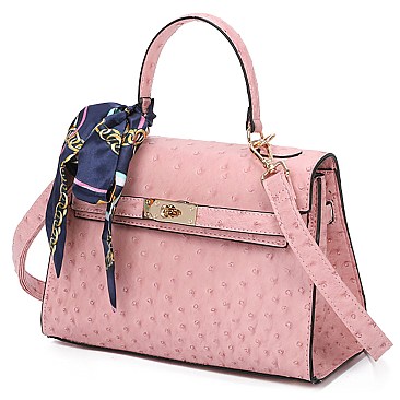 Ostrich Scarfed Top Handle 2-in-1 Satchel