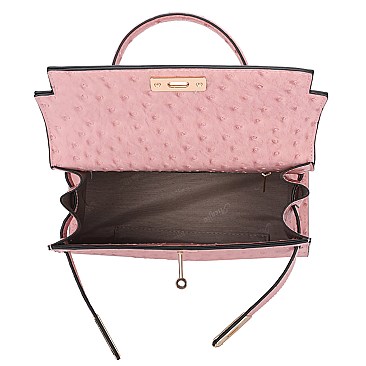 Ostrich Scarfed Top Handle 2-in-1 Satchel