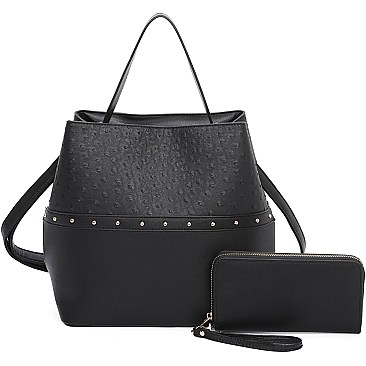 Ostrich Bucket 2-in-1 Satchel Set