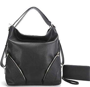 2 IN 1 TRENDY ZIPPER STYLISH HOBO BAG SET