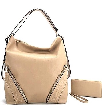 2 IN 1 TRENDY ZIPPER STYLISH HOBO BAG SET
