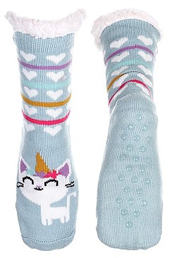 PACK OF 12 CHIC ANTI-SKID WINTER FUZZY SLIPPER SOCKS