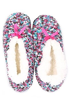 PACK OF 12 ELEGANT RIBBON ACCENT INDOOR SLIPPER SHOES
