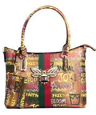 4-in-1  Graffiti Bee Stripe ACCENT Satchel Bag Value Set