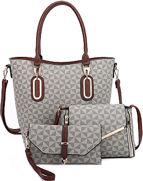 Monogram 3-in-1 Satchel messenger clutch Set