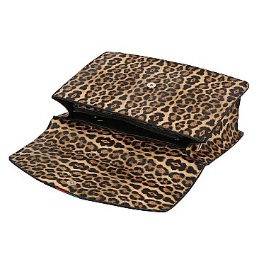 Queen Bee Stripe Lucky Leopard Flap 2-in-1 Satchel