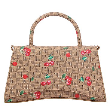 Monogram Cherry Printed Satchel