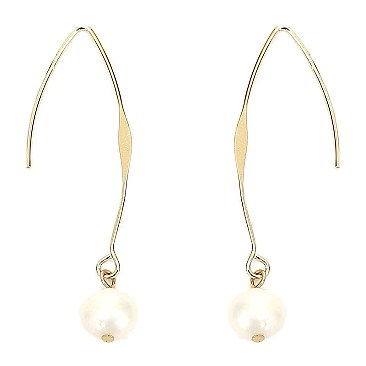 Plastic Pearl Long Fish Hook Earring  TE0229-LP