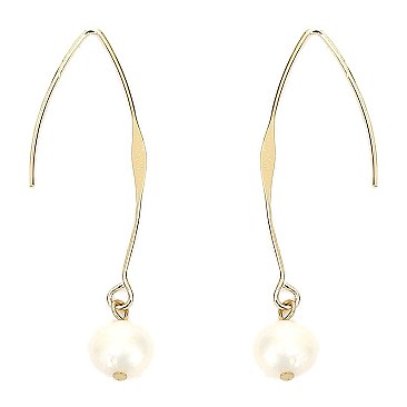 Plastic Pearl Long Fish Hook Earring  TE0229-LP