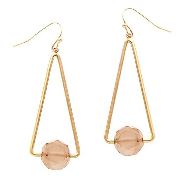TE0902-LP Metal Glass Geometric Oepn-cut Earring