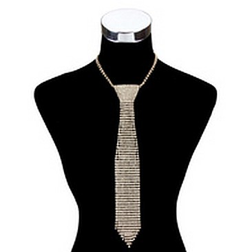 Long Rhinestone Tie Necklace