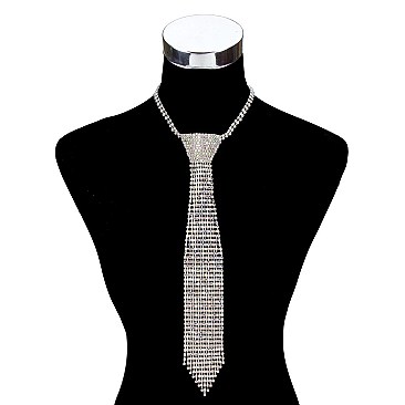 SKINNY Rhinestone Tie Necklace