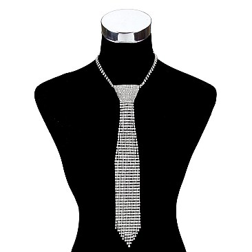 SKINNY Rhinestone Tie Necklace