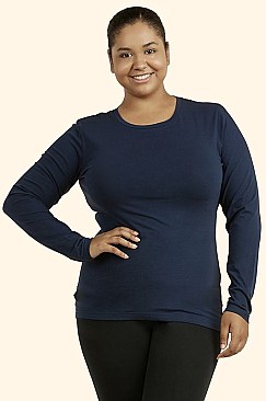 PACK OF 6 PIECES LADIES LONG SLEEVE CREW NECK T-SHIRT PLUS SIZE MUTR025X