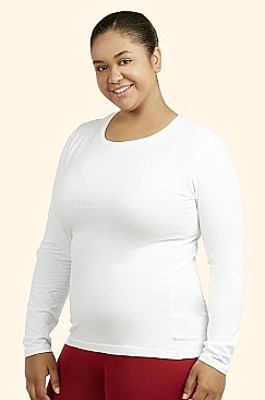 PACK OF 6 PIECES LADIES LONG SLEEVE CREW NECK T-SHIRT PLUS SIZE MUTR025X