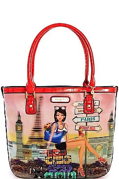 NICOLE LEE LONG STRAPPED CHLOE PRINT TOTE