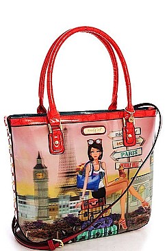 NICOLE LEE LONG STRAPPED CHLOE PRINT TOTE